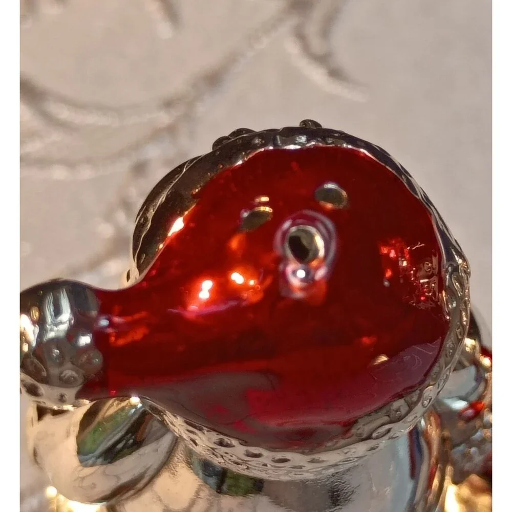 Brilliant Silver Plated Bright Red Salt & Pepper Shakers, Mr &Mrs Clause, New